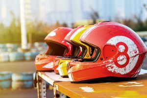 group of helmet for karting in race